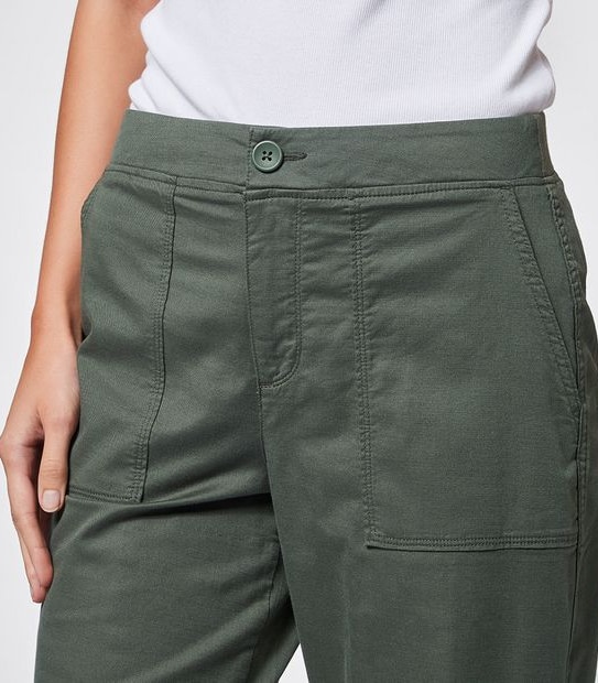 Rib Waist Pants - Thyme Green