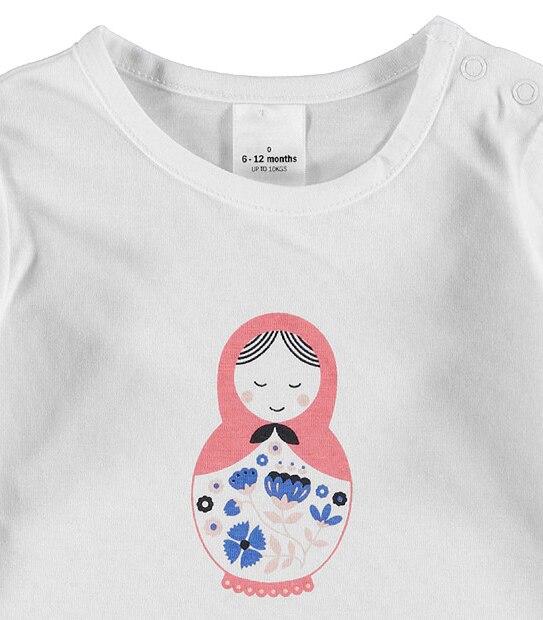 Long Sleeve Babushka Doll Print Top