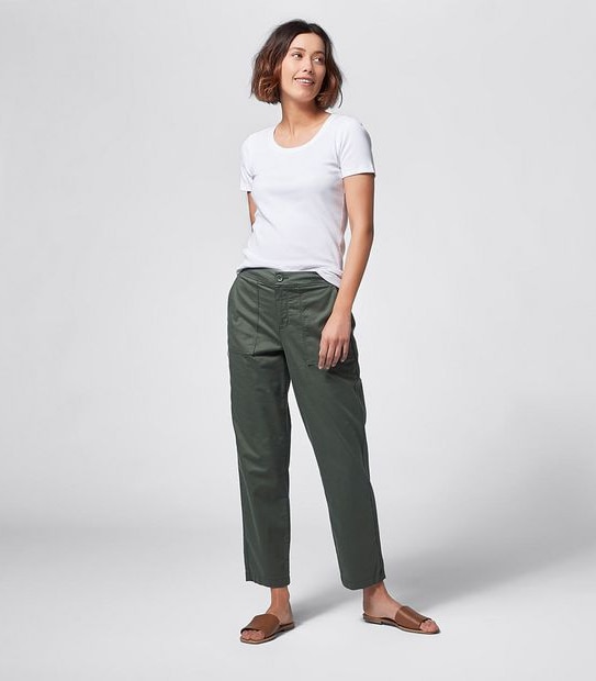 Rib Waist Pants - Thyme Green