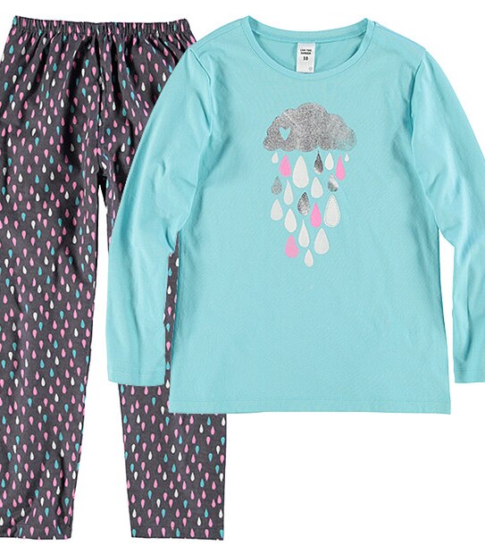 Girls' Jersey Flannelette Pyjama Set