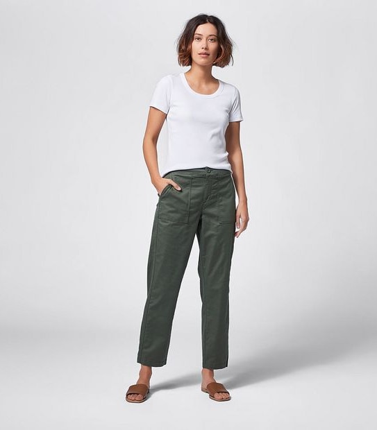 Rib Waist Pants - Thyme Green