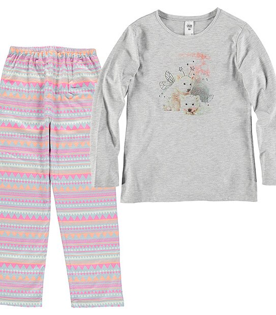 Girls' Jersey Flannelette Pyjama Set