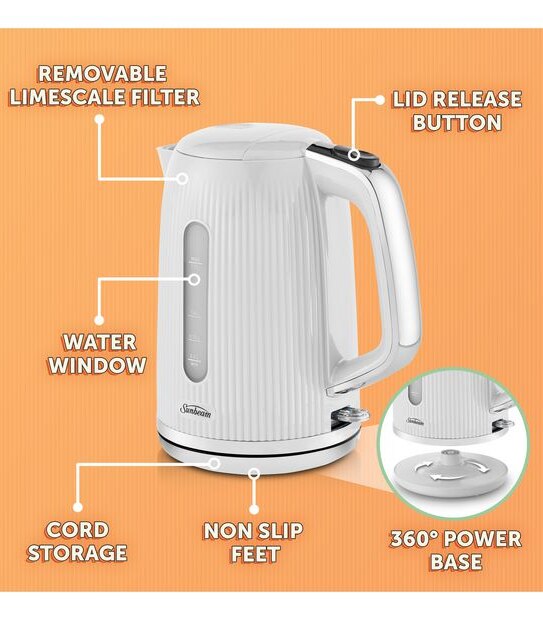 Sunbeam Brightside 1.7L Kettle - White KEP1007WH