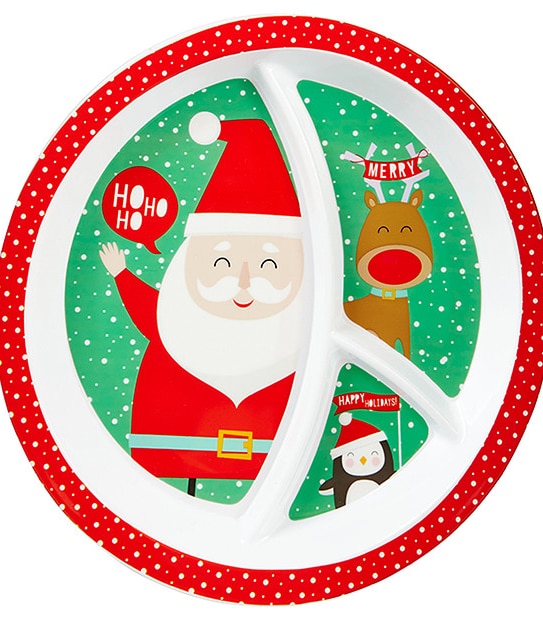 Celebrate Santa & Friends Divider Plate w/ Non-Slip Base