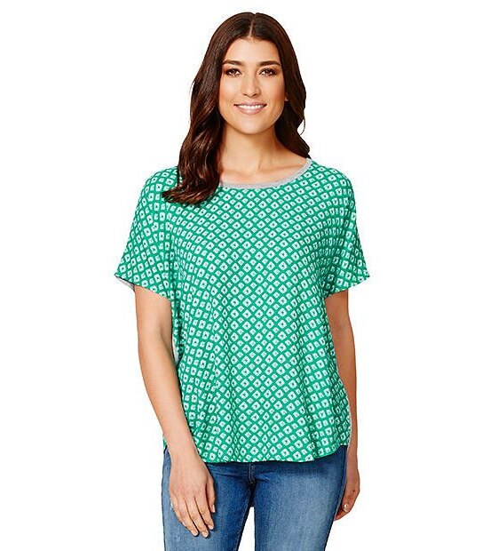 Woven Print Top - Green