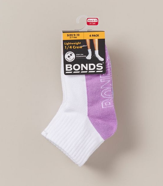 Bonds 4 Pack 1/4 Crew Socks