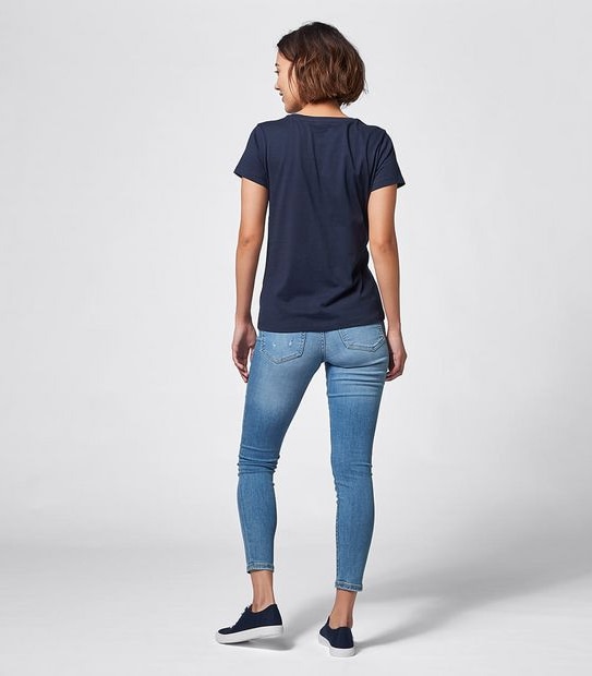 Organic Cotton Printed T-Shirt - Navy Blue Creme 