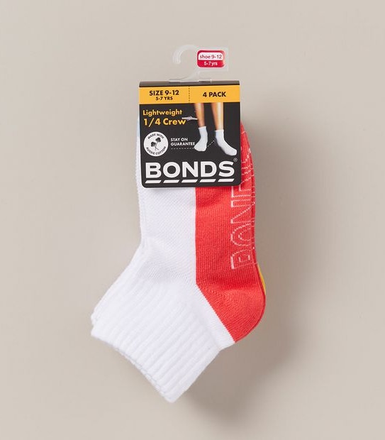 Bonds 4 Pack 1/4 Crew Socks