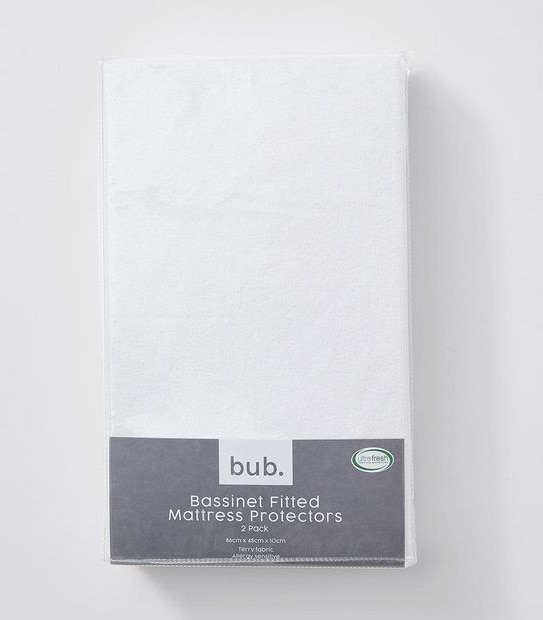 bub. Bassinet Fitted Mattress Protectors 2 Pack