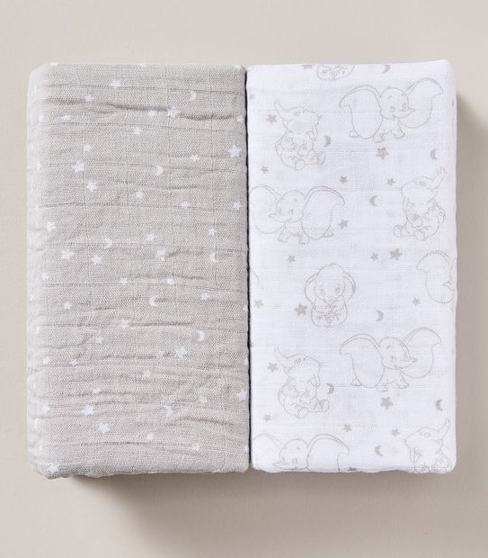 2 Pack Disney Dumbo Bamboo Muslin Wraps