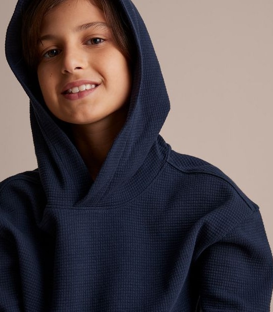 Waffle Long Sleeve Hooded Top