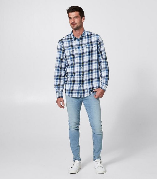 Indigo Dyed Shirt - Blue & Yellow Check