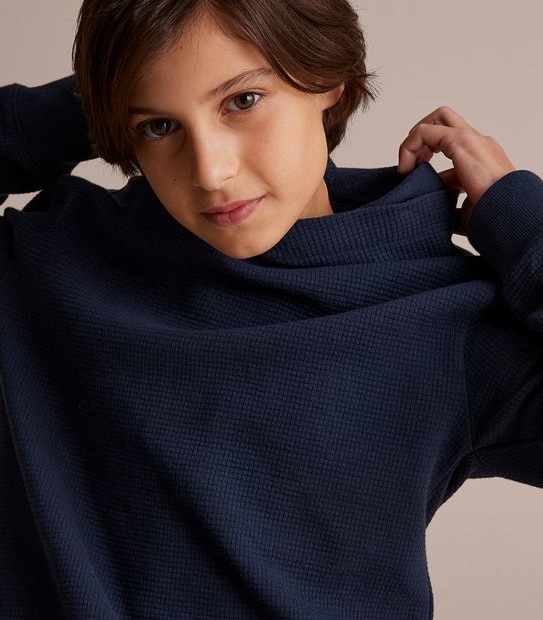 Waffle Long Sleeve Hooded Top