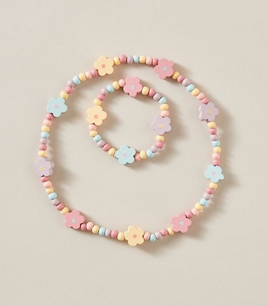 Flower Bead Necklace and Bracelet Pack
