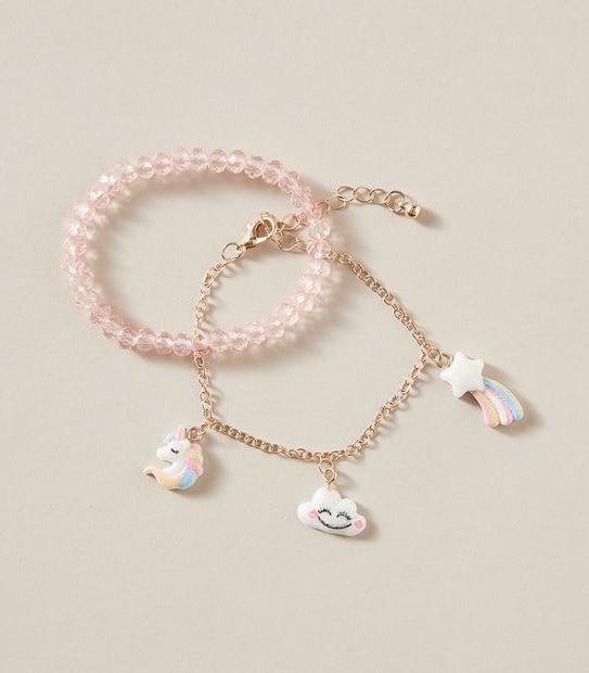 2 Pack Unicorn Charm Bead Bracelet