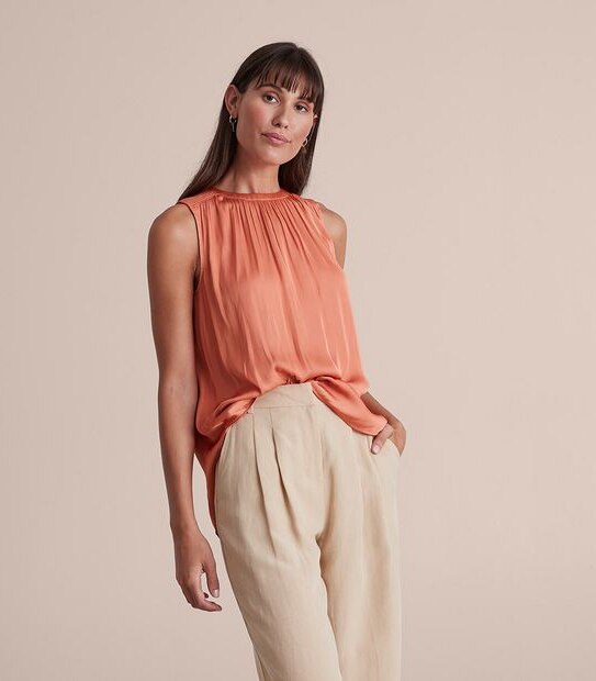 Preview Pleat Neck Tank Top
