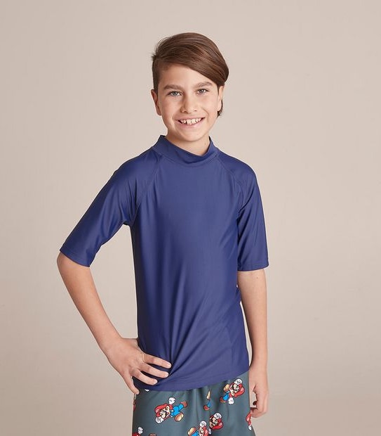 Short Sleeve Swim Rash Vest - Navy Blue | Target Australia