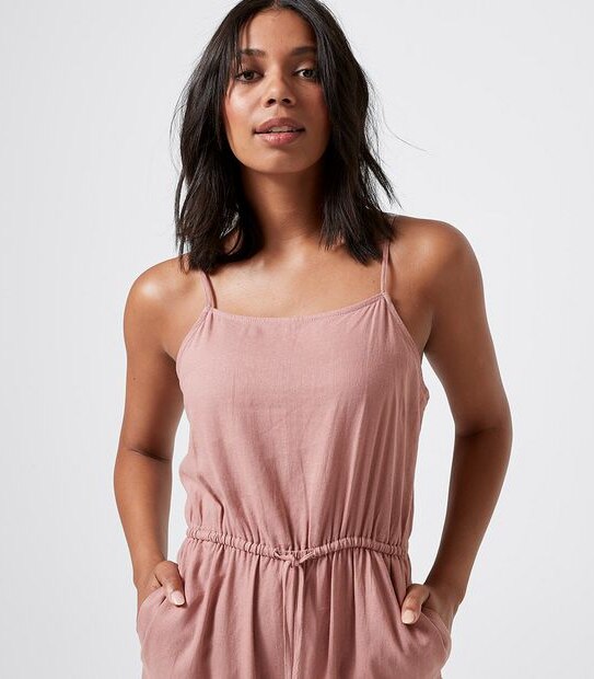 Piping Hot Linen Blend Sleeveless Cropped Jumpsuit
