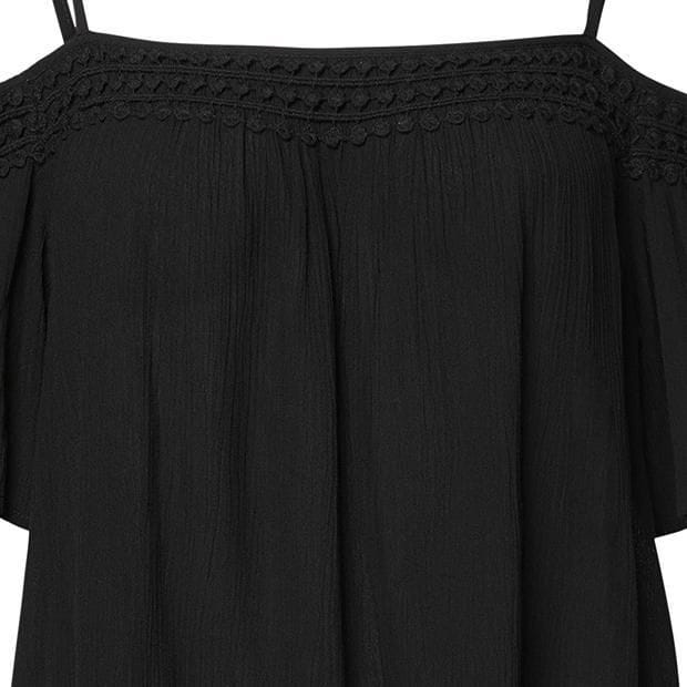トップス THEREDTHREADSlace trim off shoulder tops トップス