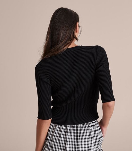Preview Elbow Sleeve Rib Knit Top