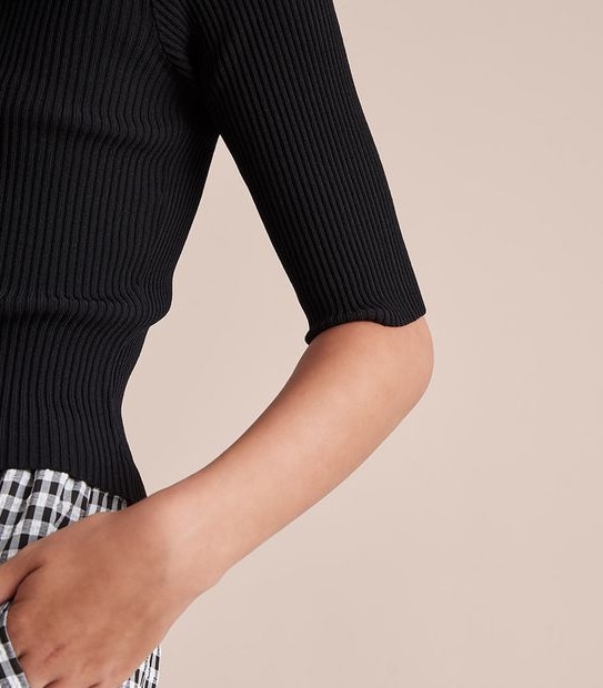 Preview Elbow Sleeve Rib Knit Top