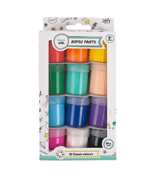 12 Pack Acrylic Paint - Classic