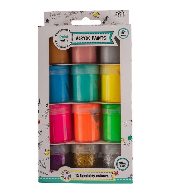12 Pack Acrylic Paint - Specialty Colours