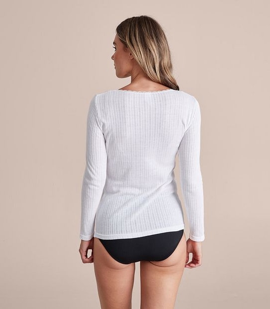 Pointelle Long Sleeve Top