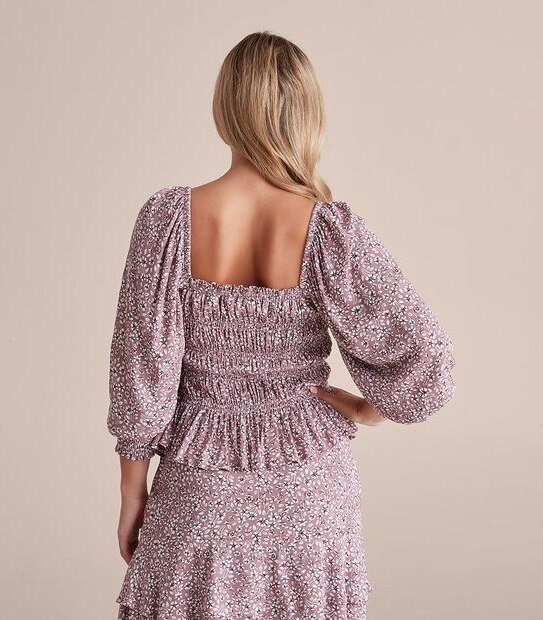 Dannii Minogue Petites Square Neck Shirred Blouse