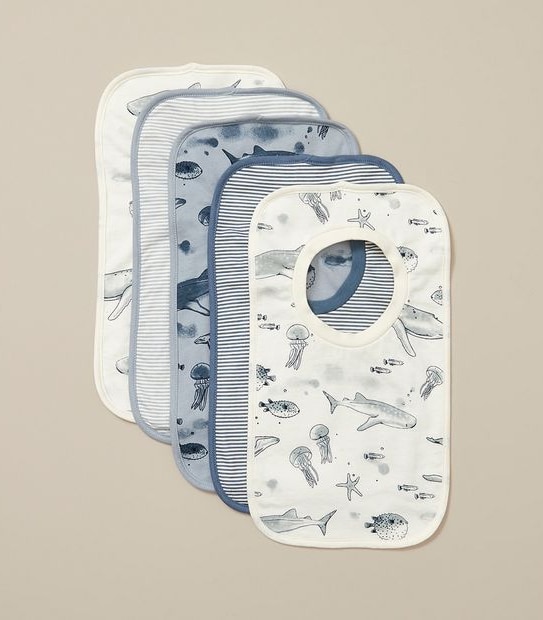 5 Pack bub. Organic Cotton Popover Bibs
