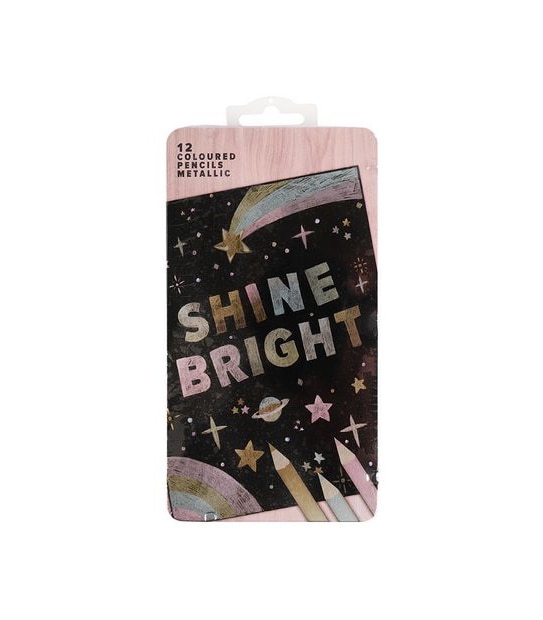 12 Pack Metallic Pencils in Tin - Brights