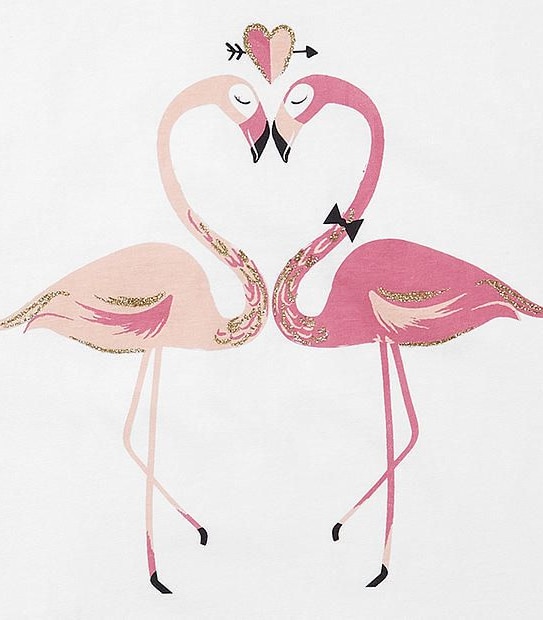 Short Sleeve Flamingo Print T-Shirt