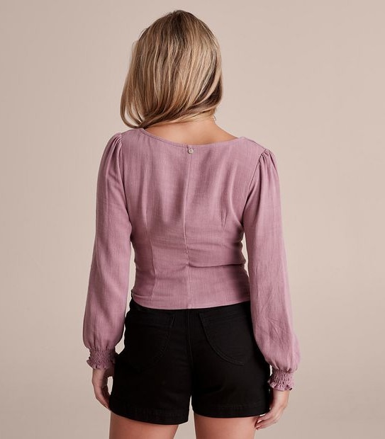 Dannii Minogue Petites Linen Blend V-Neck Blouse