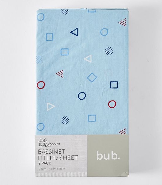 2 Pack Fitted Bassinette Sheets - Hudson
