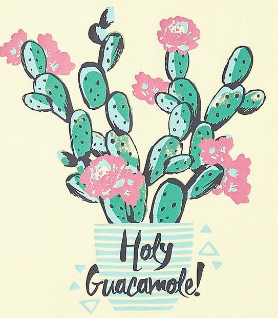 Short Sleeve Holy Guacamole Print T-Shirt