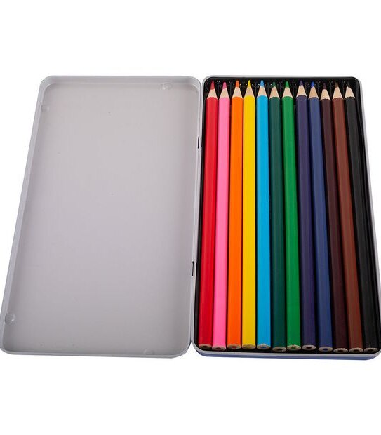 12 Pack Coloured Pencils in Tin - Brights