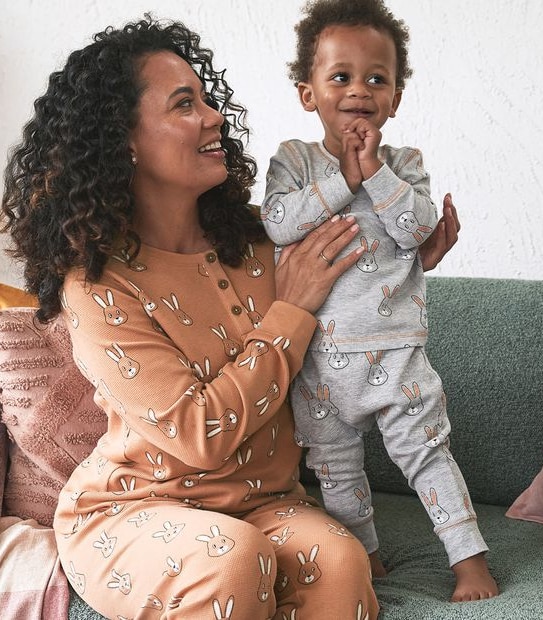 Baby Organic Cotton Bunny Waffle Pyjama Set