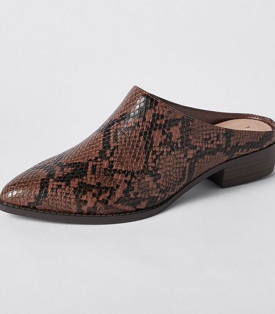 Lily Loves Dallas Low Heeled Mules - Snake Print