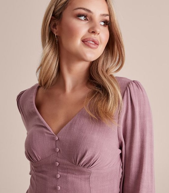 Dannii Minogue Petites Linen Blend V-Neck Blouse