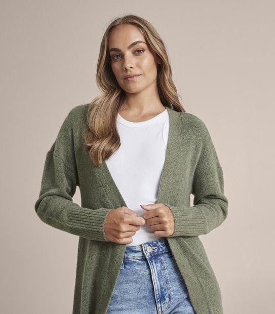 Rib Detail Longline Cardigan