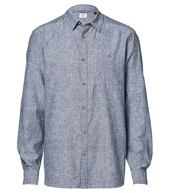 Long Sleeve Linen Shirt - Indigo