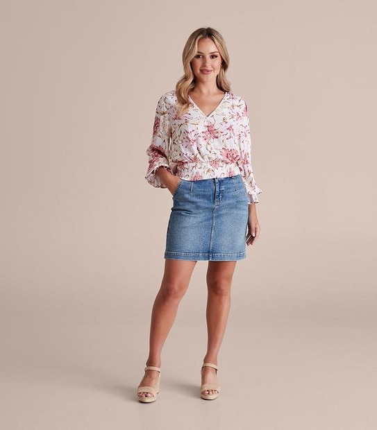 Dannii Minogue Petites Shirred Hem Balloon Top