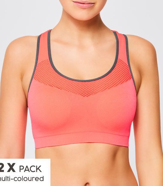 2 Pack Low Impact Sports Bra, Style:T744CW