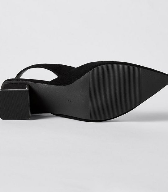 Devon Suede Sling Back Block Heels - Black