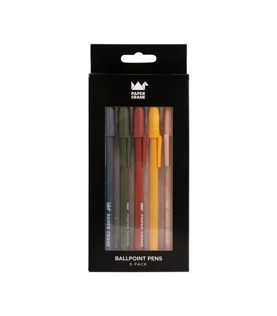 Paper Crane Ballpoint Coloured Pens 5 Pack