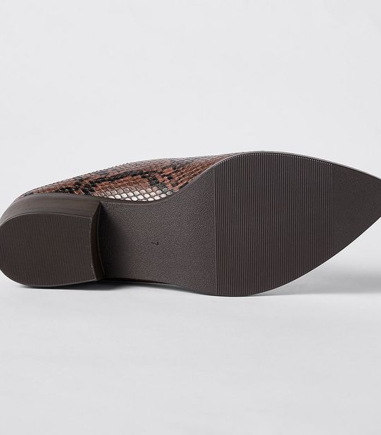 Lily Loves Dallas Low Heeled Mules - Snake Print
