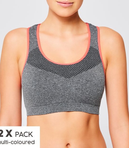 2 Pack Low Impact Sports Bra, Style:T744CW
