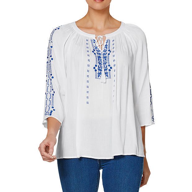 Embroidered Peasant Top Target Australia