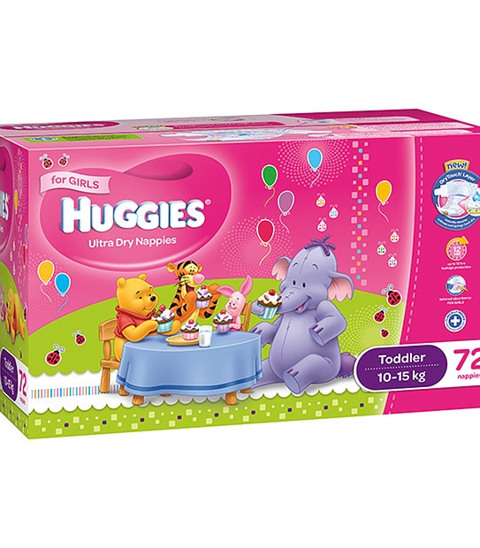 Girls' Huggies Nappies 72 Pack - Toddler
