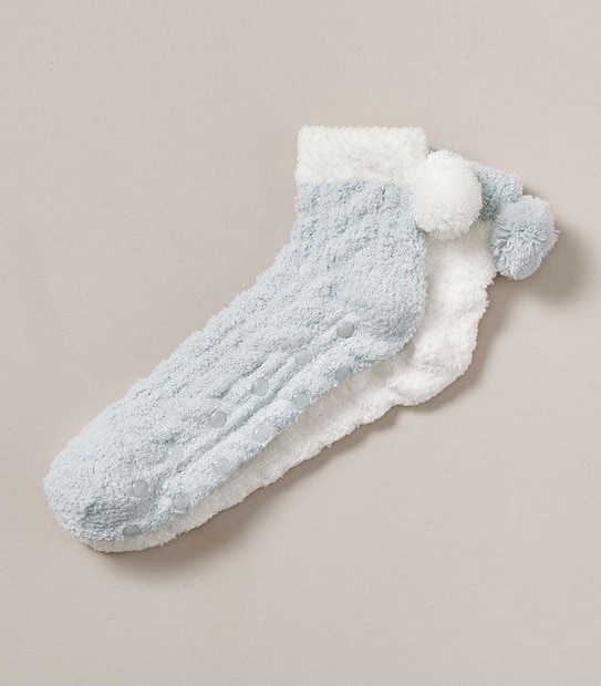 Stay at Home Soft & Cosy Non-Slip Sole Quarter Crew Socks - Green / White